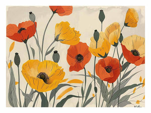 Yellow Orange Poppies Art Print