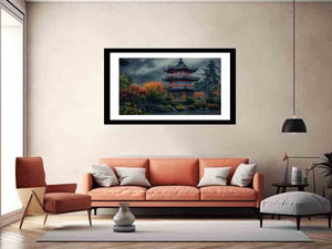 Maple Mountain Pagoda Art Print