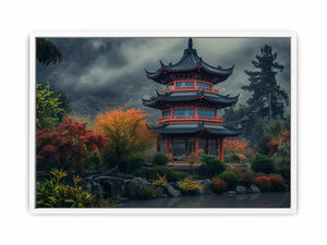 Maple Mountain Pagoda Art Painting