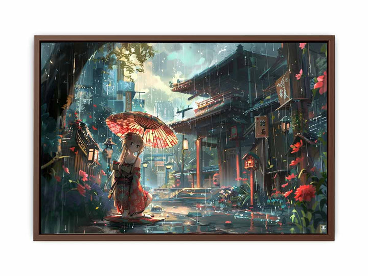 Anime in Rain  Art Painting