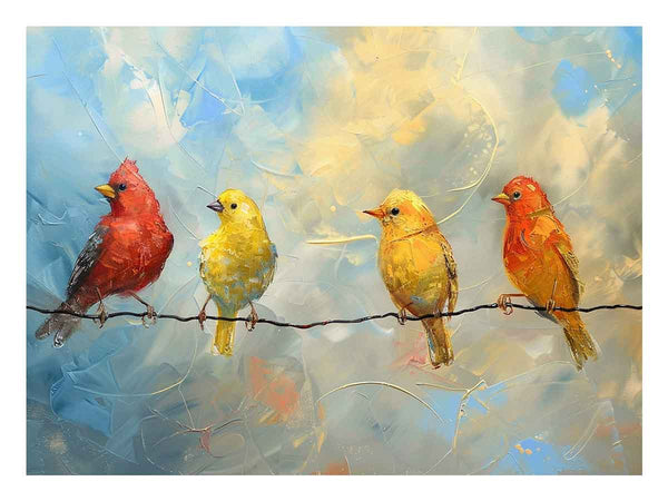 Birds painting on wire Art Print