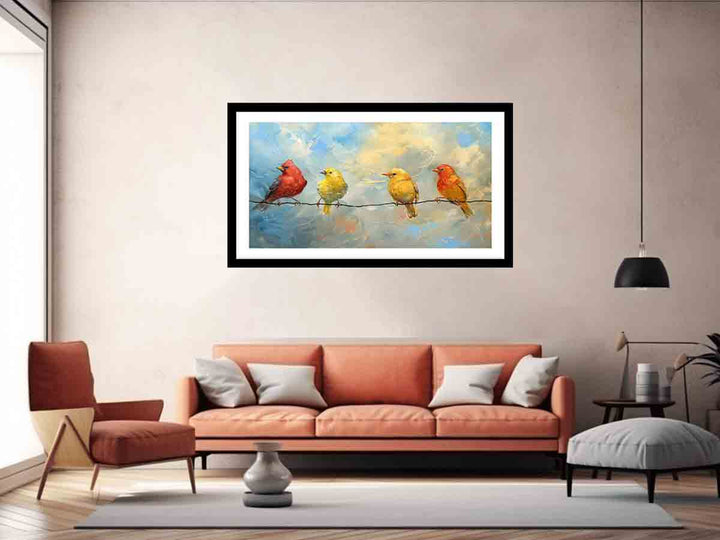 Birds painting on wire Art Print