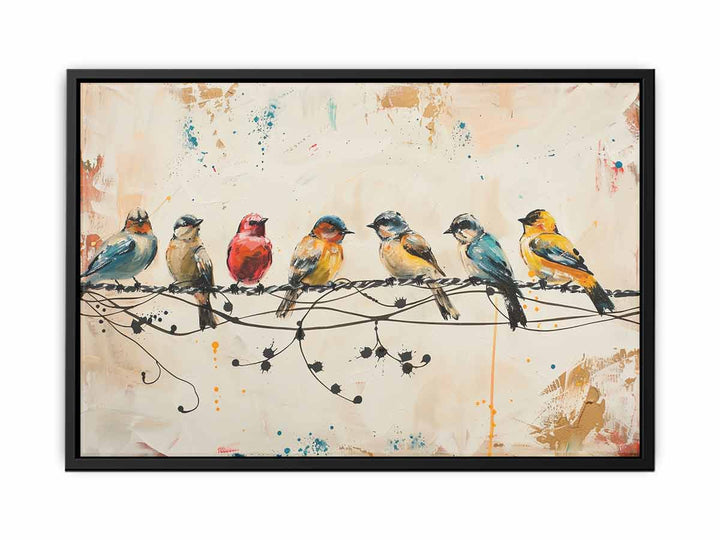 Birds  on wire Art  canvas Print