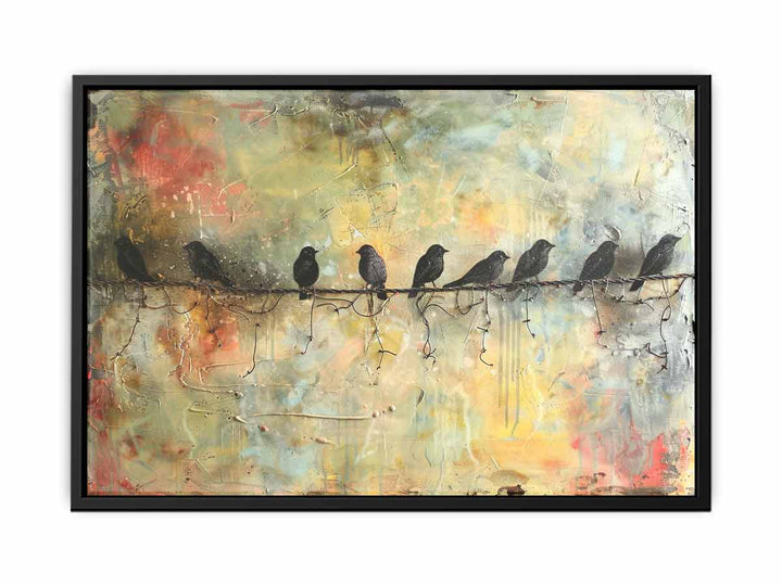 Birds  on wire Art canvas Print