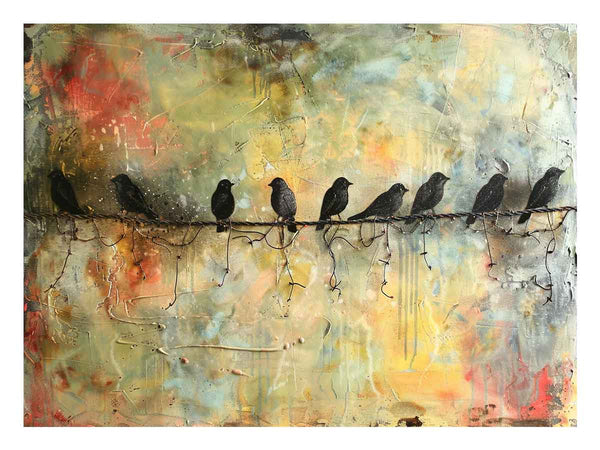 Birds  on wire Art Print