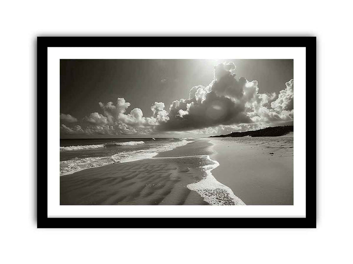 Black & White Beach framed Print