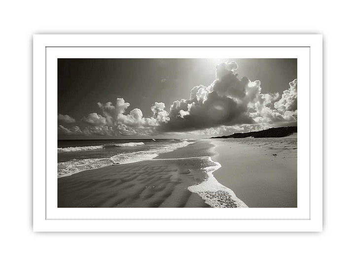 Black & White Beach framed Print