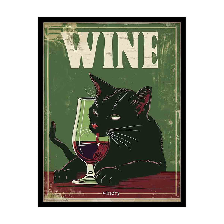 A black cat drinking red wine canvas Print