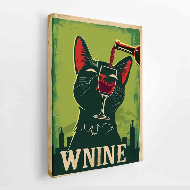 Cat red wine Art canvas Print