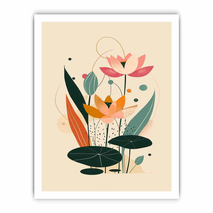Lotus flowers Art framed Print