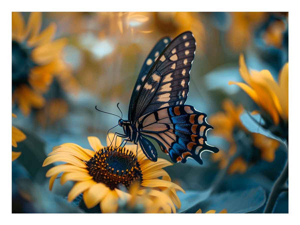 Sunflower Butterfly Art Print