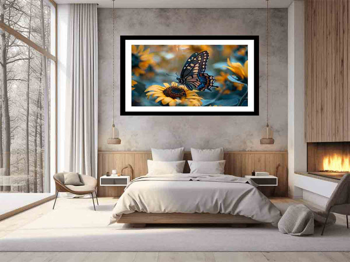 Sunflower Butterfly Art Print