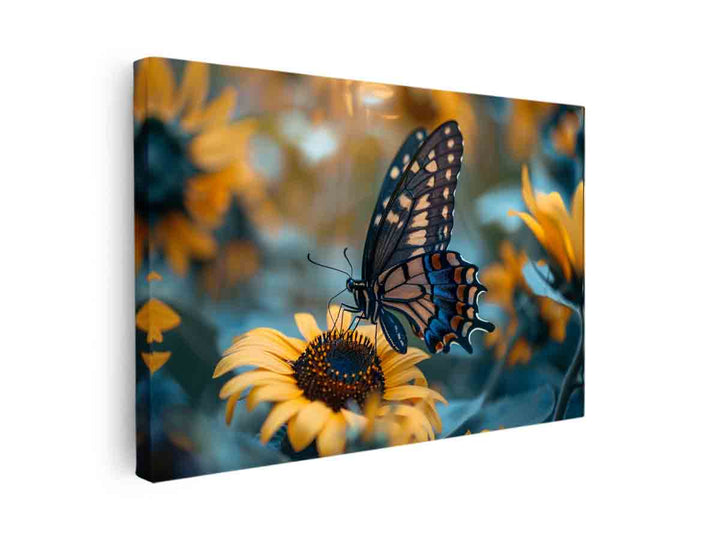 Sunflower Butterfly Art canvas Print
