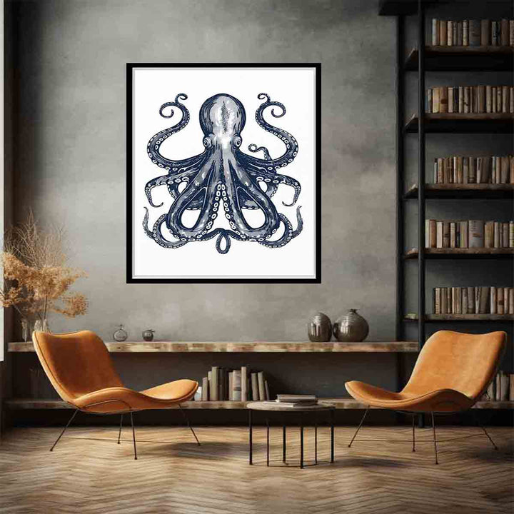 Blue Cctopus Art  Print