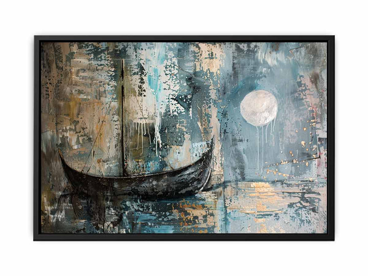 Antique  Boat in Moonlight canvas Print