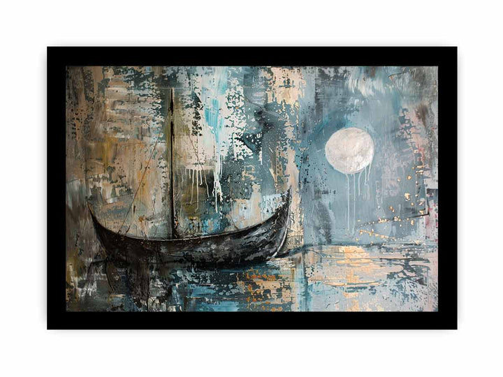 Antique  Boat in Moonlight framed Print