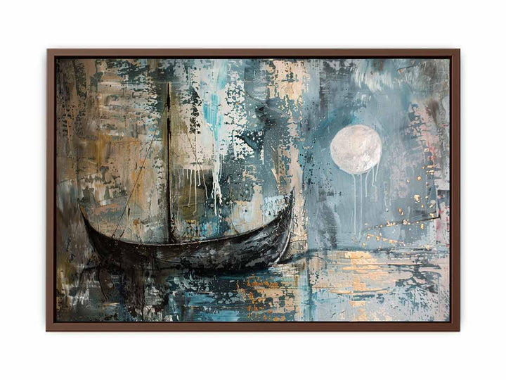 Antique  Boat in Moonlight Painting