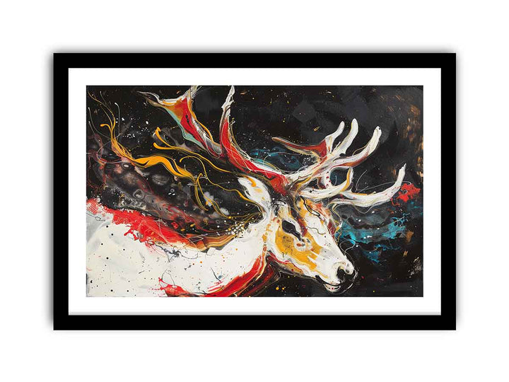 Abstract Stag Art framed Print