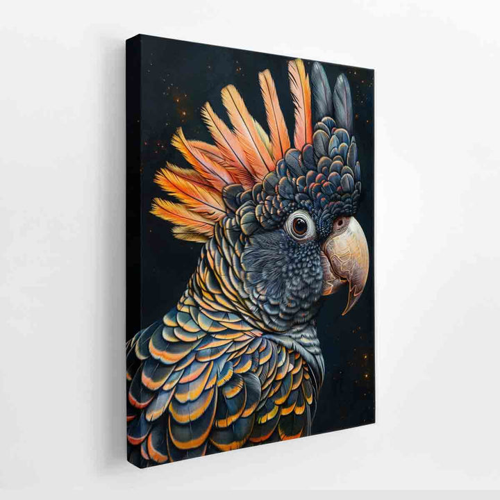 Cockatoo Black canvas Print