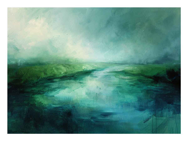 Abstract Green lake Art Print
