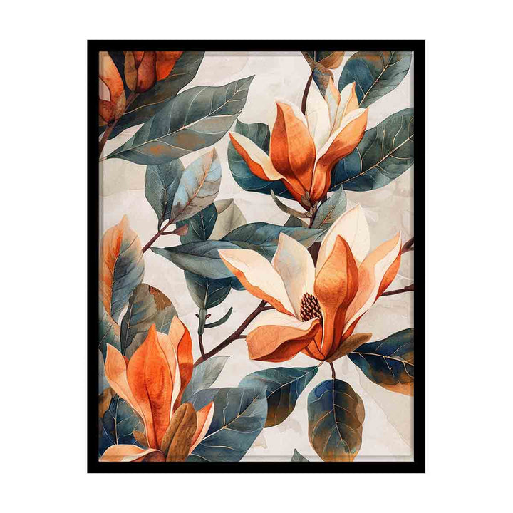 Watercolor Flower & Leaves  canvas Print