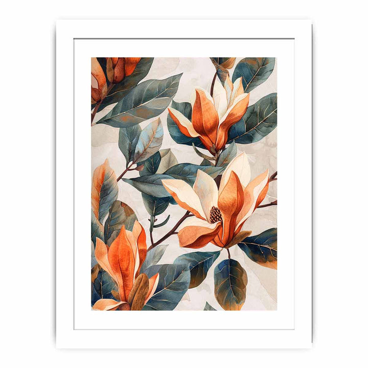 Watercolor Flower & Leaves framed Print
