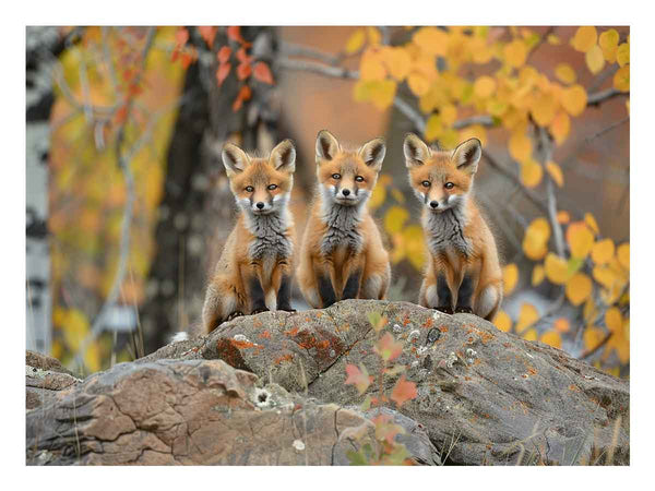 Three Red Fox Art Print