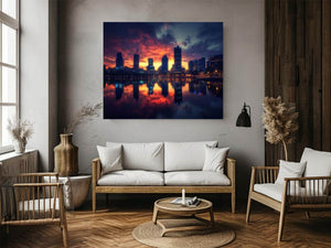 Golden Skyline on Water