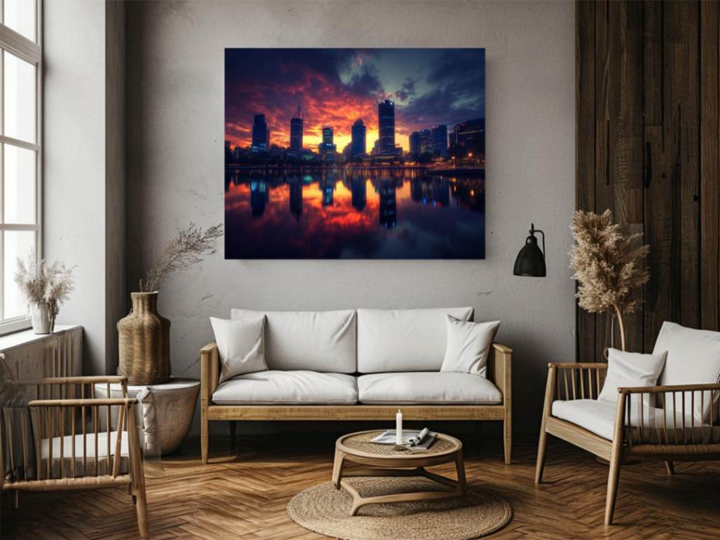 Golden Skyline on Water