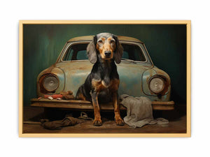 Dog on Car Poster
