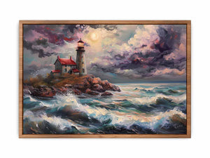 Rocky Shore Lighthouse Art Painting