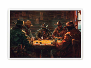 Cowboys Playing Poker Art Canvas Print