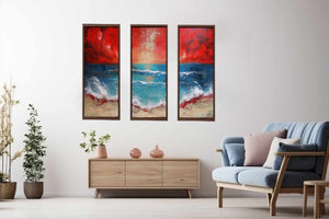3 Panel Beach Art Painting