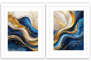 Gold Blue Abstract Waves