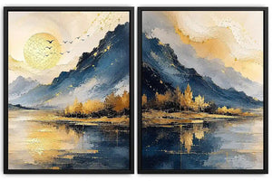 2 piece wave abstract wall art