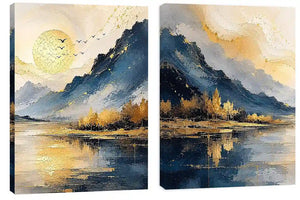 2 piece wave abstract wall art