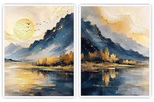 2 piece wave abstract wall art