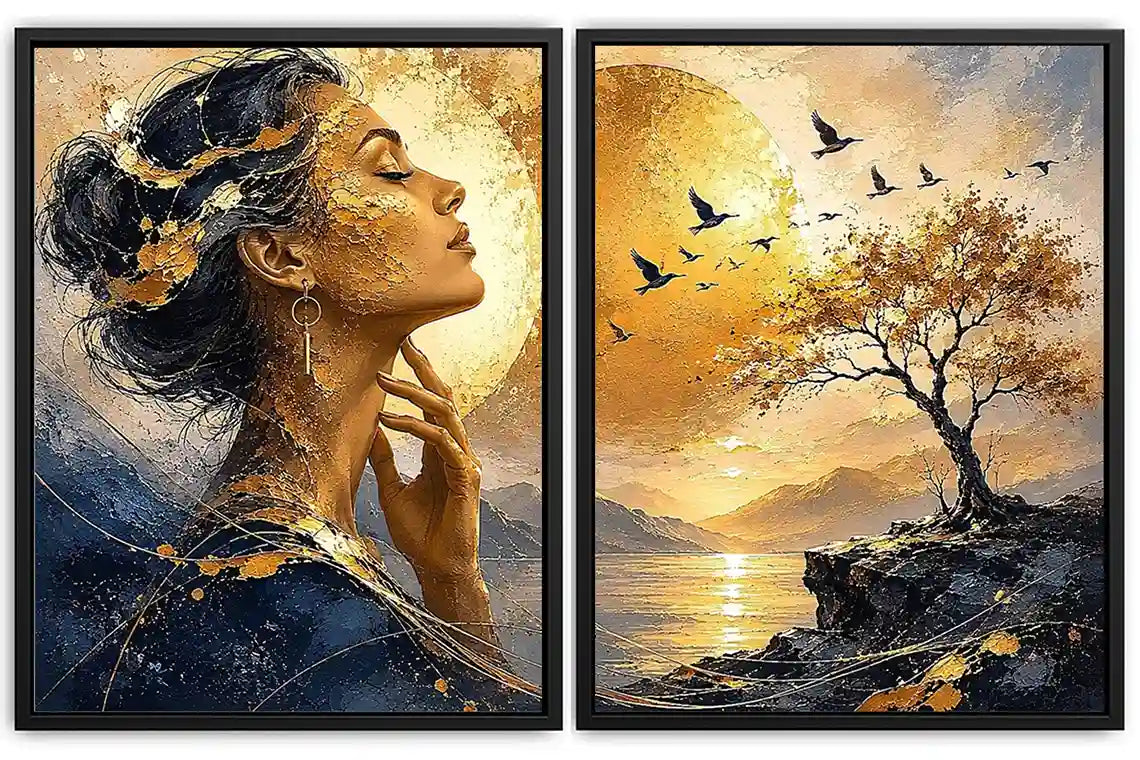 Golden Reverie 2 Piece Art Set