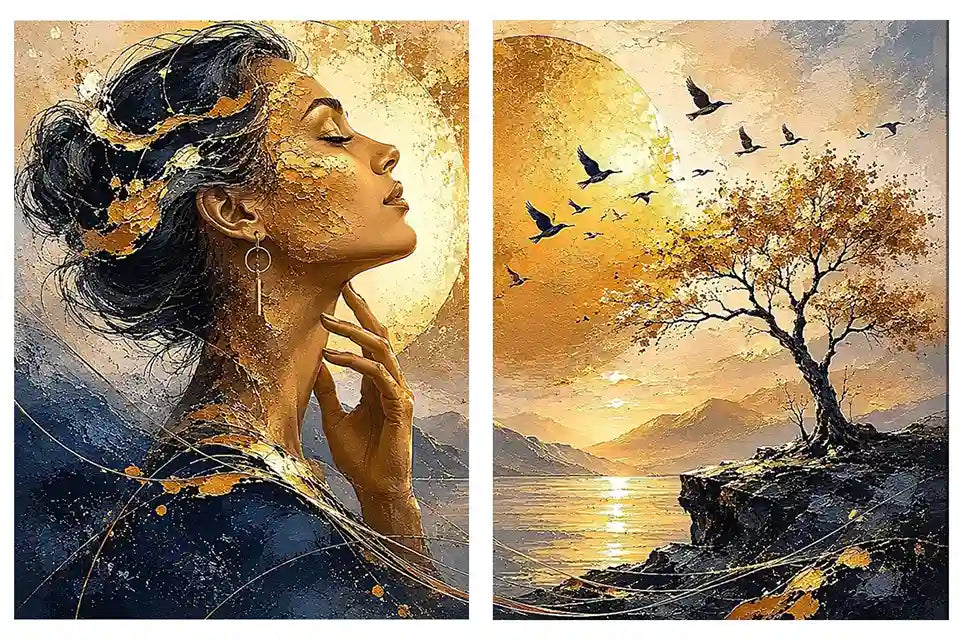 Golden Reverie 2 Piece Art Set