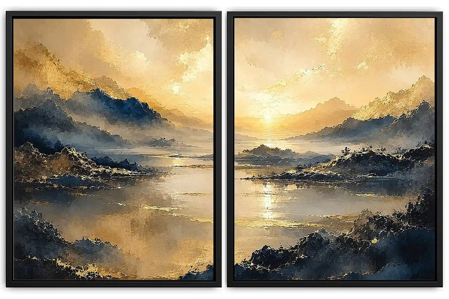 Golden Mist Peaks 2 Piece Art Set