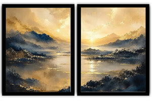 Golden Mist Peaks 2 Piece Art Set