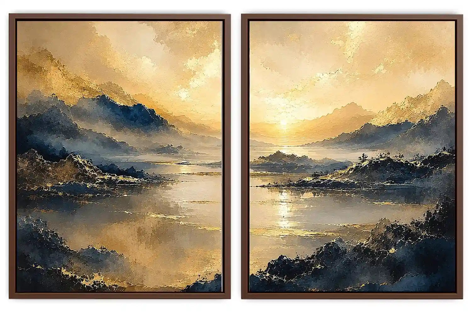 Golden Mist Peaks 2 Piece Art Set