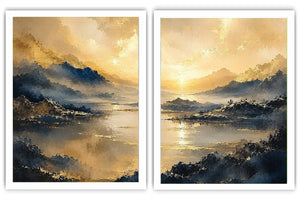 Golden Mist Peaks 2 Piece Art Set