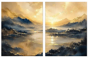 Golden Mist Peaks 2 Piece Art Set
