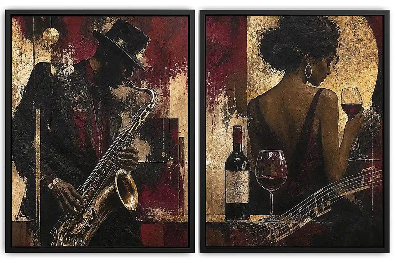 Crimson Jazz 2 Piece Art Set