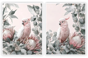 Rose Cockatoo Garden 2 Piece Art Set