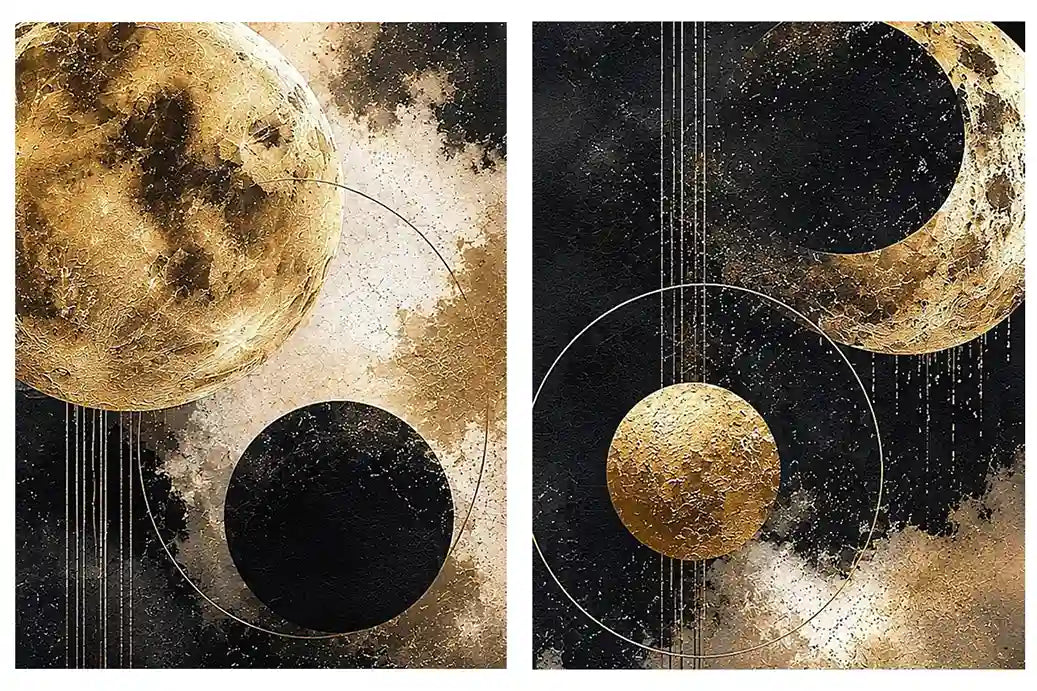 2 Panel Golden Moon