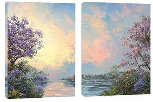 Pink Cockatoo Tropical Floral Diptych Wall Art