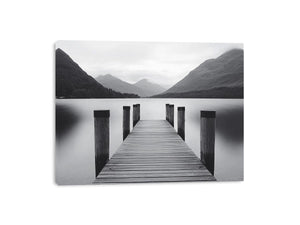 Black and white lake pier Canvas Print