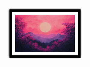 Bold magenta mountain sunset Canvas Print